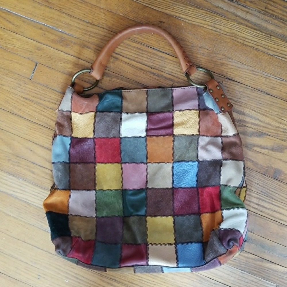 Leather Patchwork Hobo Purse